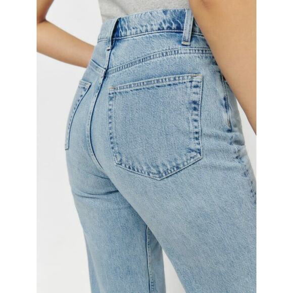 Reformation Wilder High Rise Wide Leg Cropped Jeans Raw Hem Rigid Denim Size 28 - Picture 11 of 14